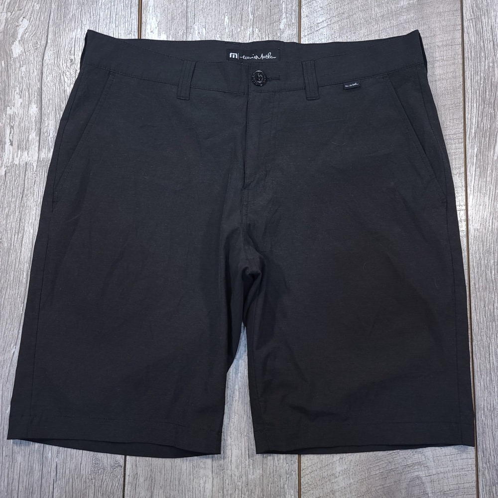 Travis Mathew Golf Shorts Mens 32 Black Micro Texture Performance Stretch
